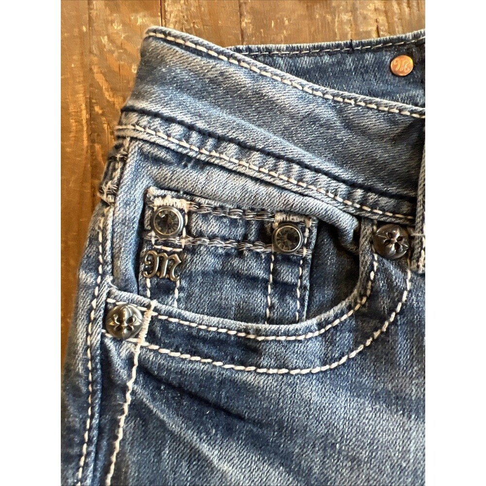 MISS ME Jeans Womens 27 Blue Bootcut Embellished Pockets Flare JP5182B10 EUC - Picture 9 of 16